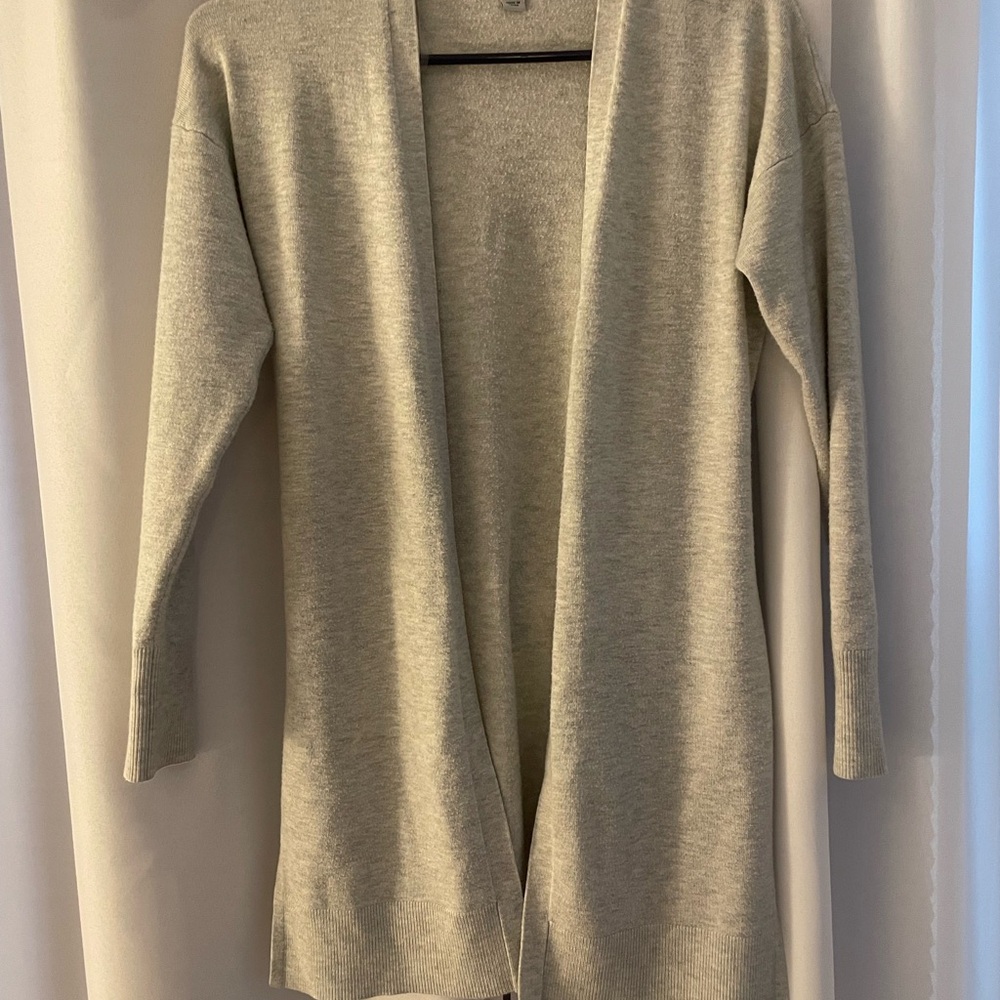 Gray Open-Front Cardigan